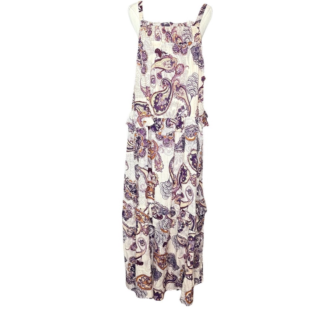 Band of the Free Liliane Purple Paisley Tiered Maxi Dress Womens Size Large